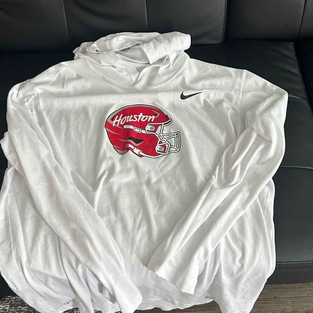 Nike White Hoodie with Red Houston Graphic